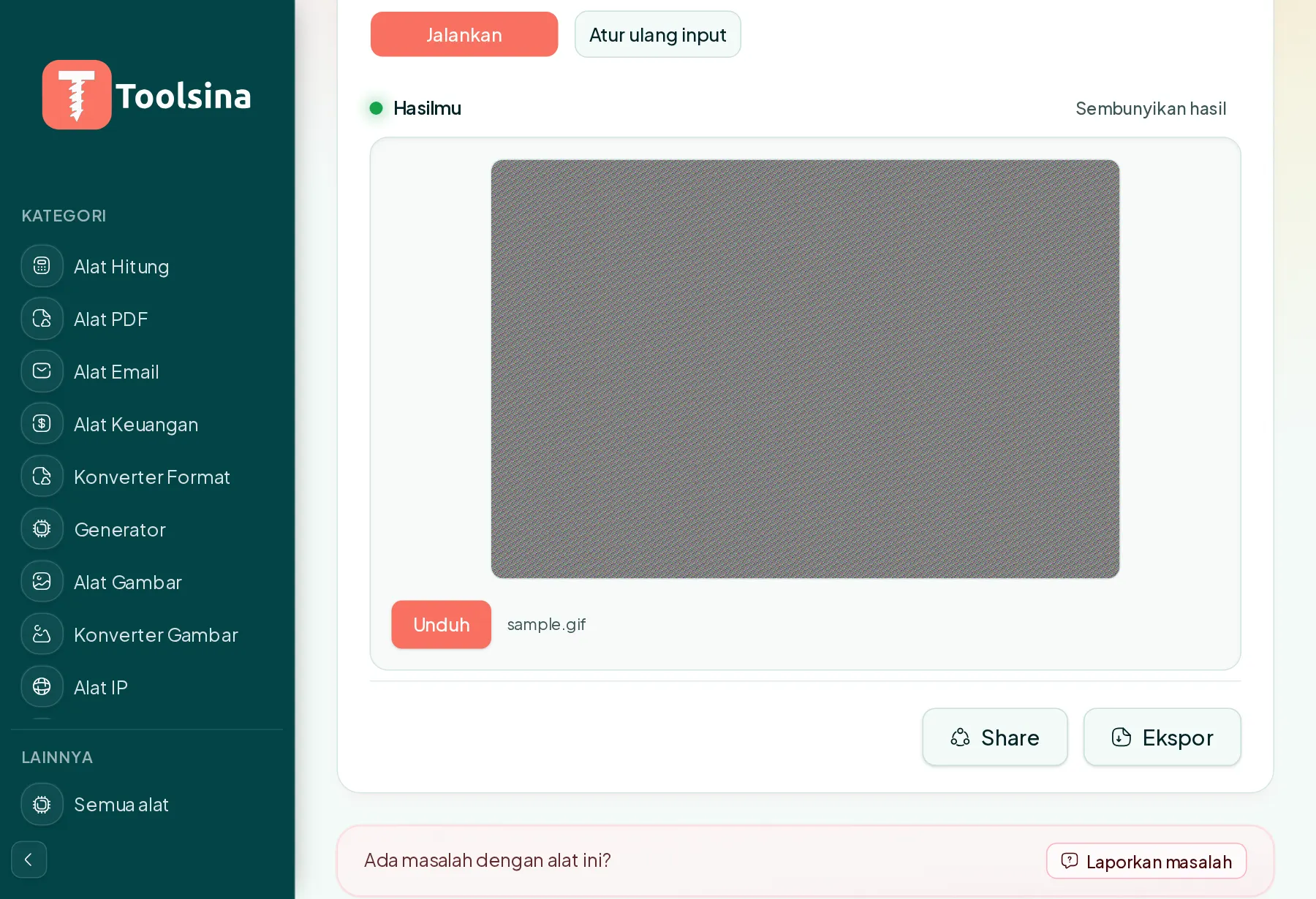 Jalankan, lalu unduh hasilnya — Cara Mengompres Gambar GIF (Gratis, Online)