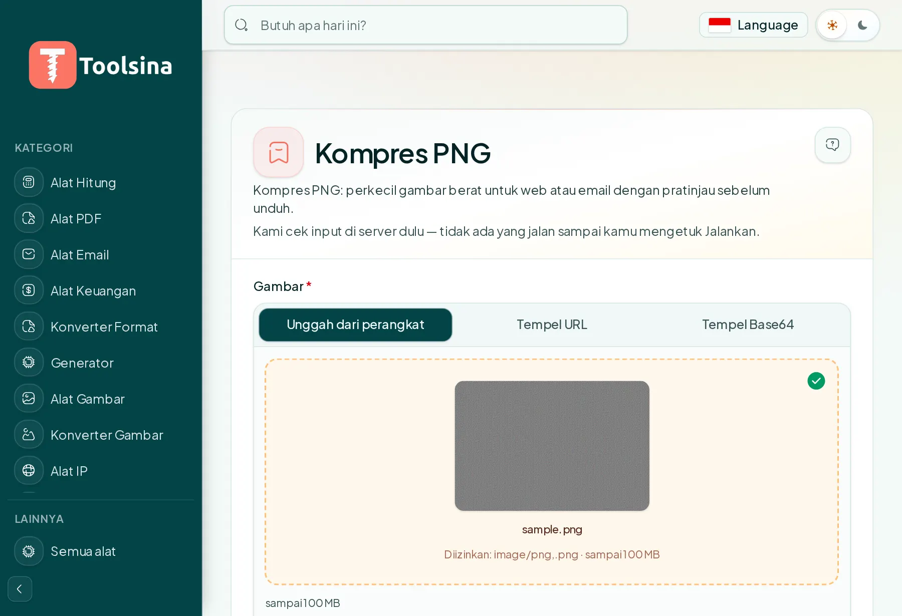 Periksa berkas Anda dan sesuaikan opsinya — Cara Mengompres Gambar PNG (Gratis, Online)