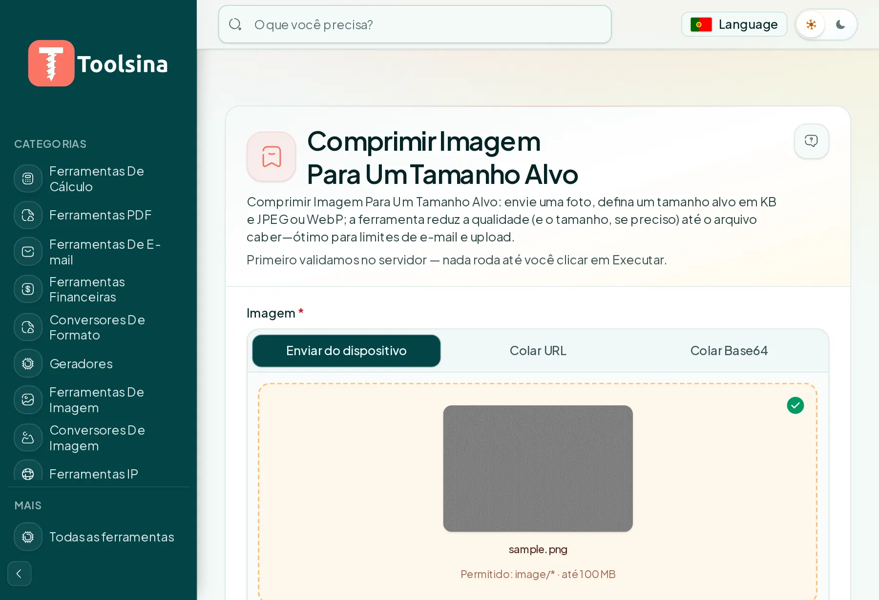 Verifique seu arquivo e ajuste as opções — Como comprimir uma imagem para um tamanho de arquivo alvo (KB)