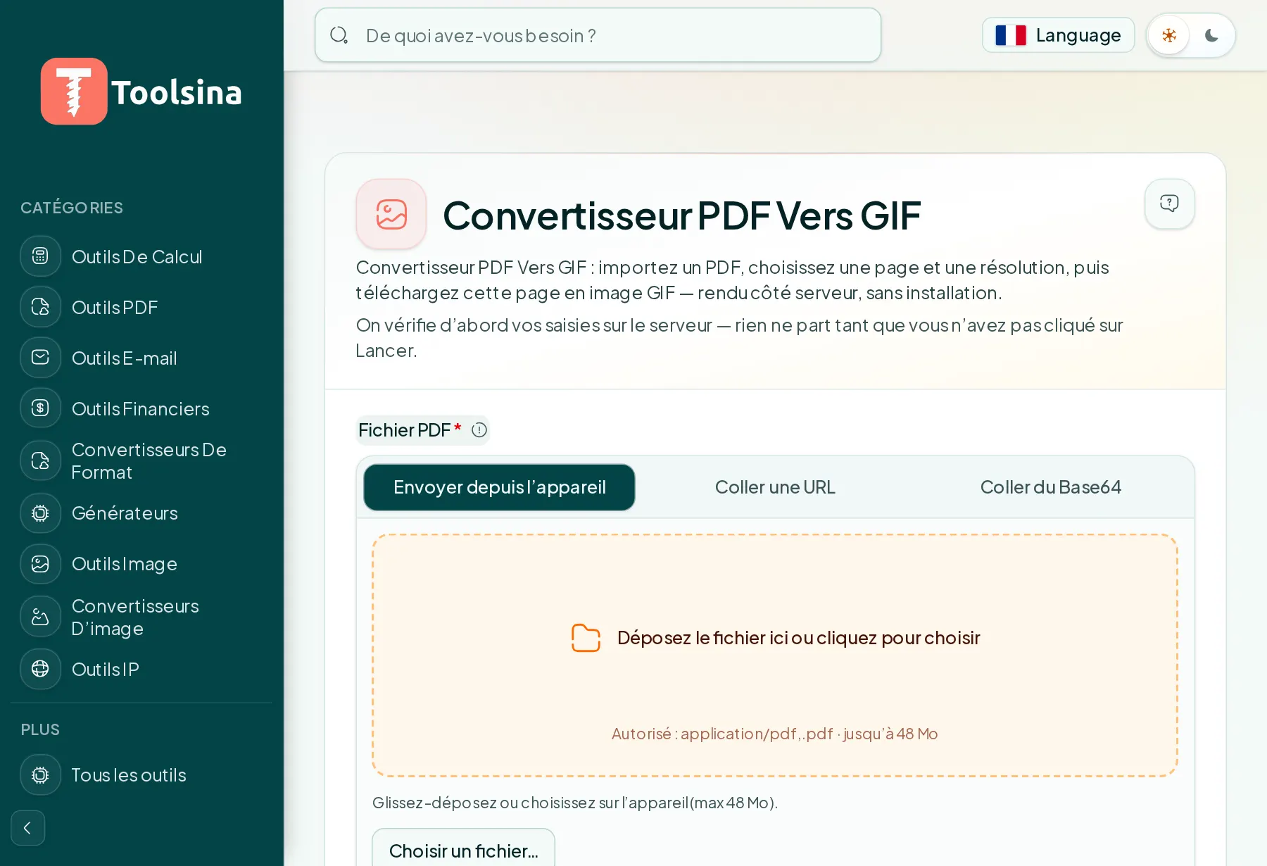Ouvrez l’outil et importez votre fichier — Comment convertir un PDF en GIF (gratuit, en ligne)