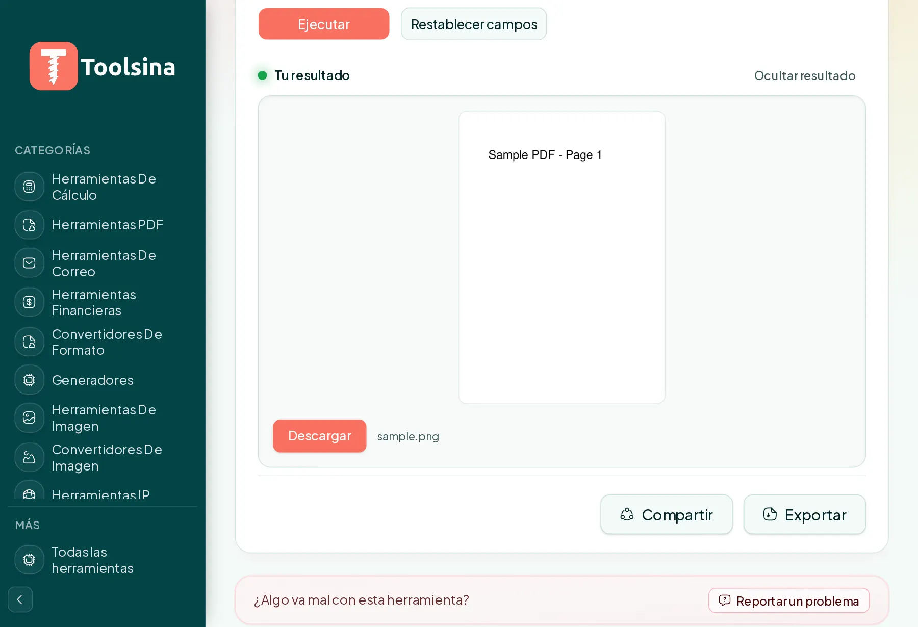 Ejecútala y descarga tu resultado — Cómo convertir una página de PDF en una imagen (PNG o JPG)