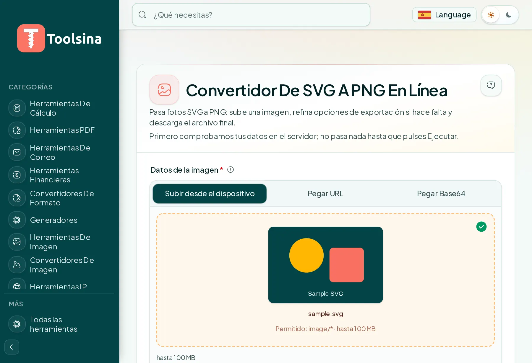 Revisa tu archivo y ajusta las opciones — Cómo convertir SVG a PNG (gratis, en línea)
