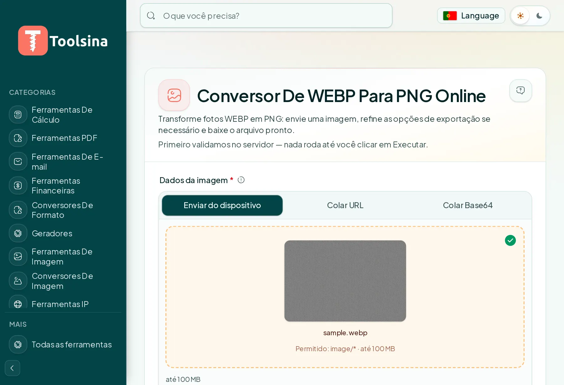 Verifique seu arquivo e ajuste as opções — Como converter WebP em PNG (grátis, online)