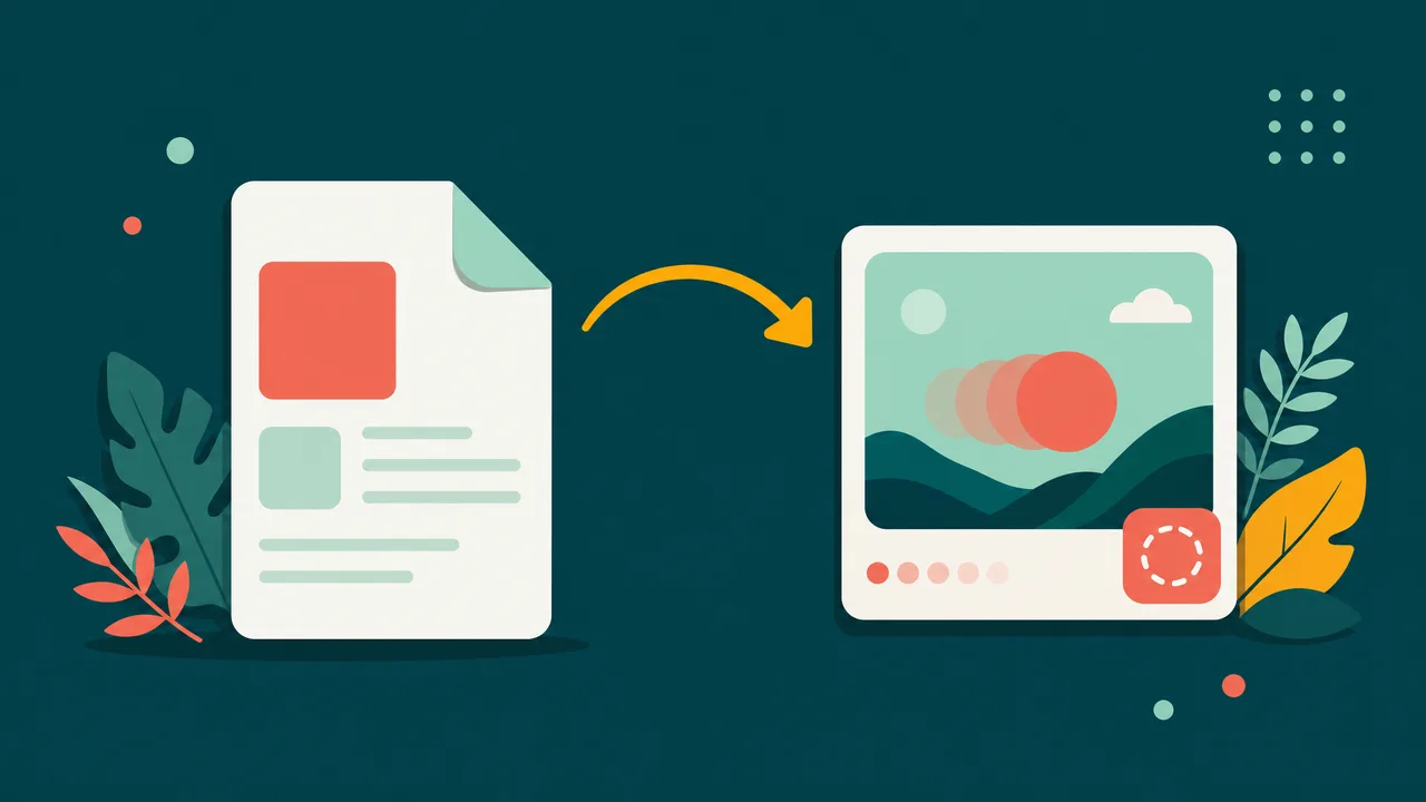Ilustración de un documento PDF convirtiéndose en una imagen GIF
